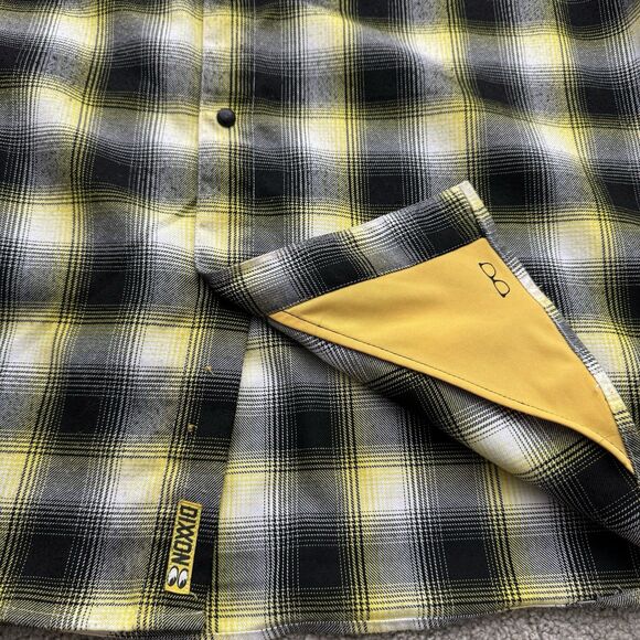 DIXXON Moon Eyes Flannel Men's 4XL Yellow Black Plaid Button Up Heavyweight - Picture 8 of 8